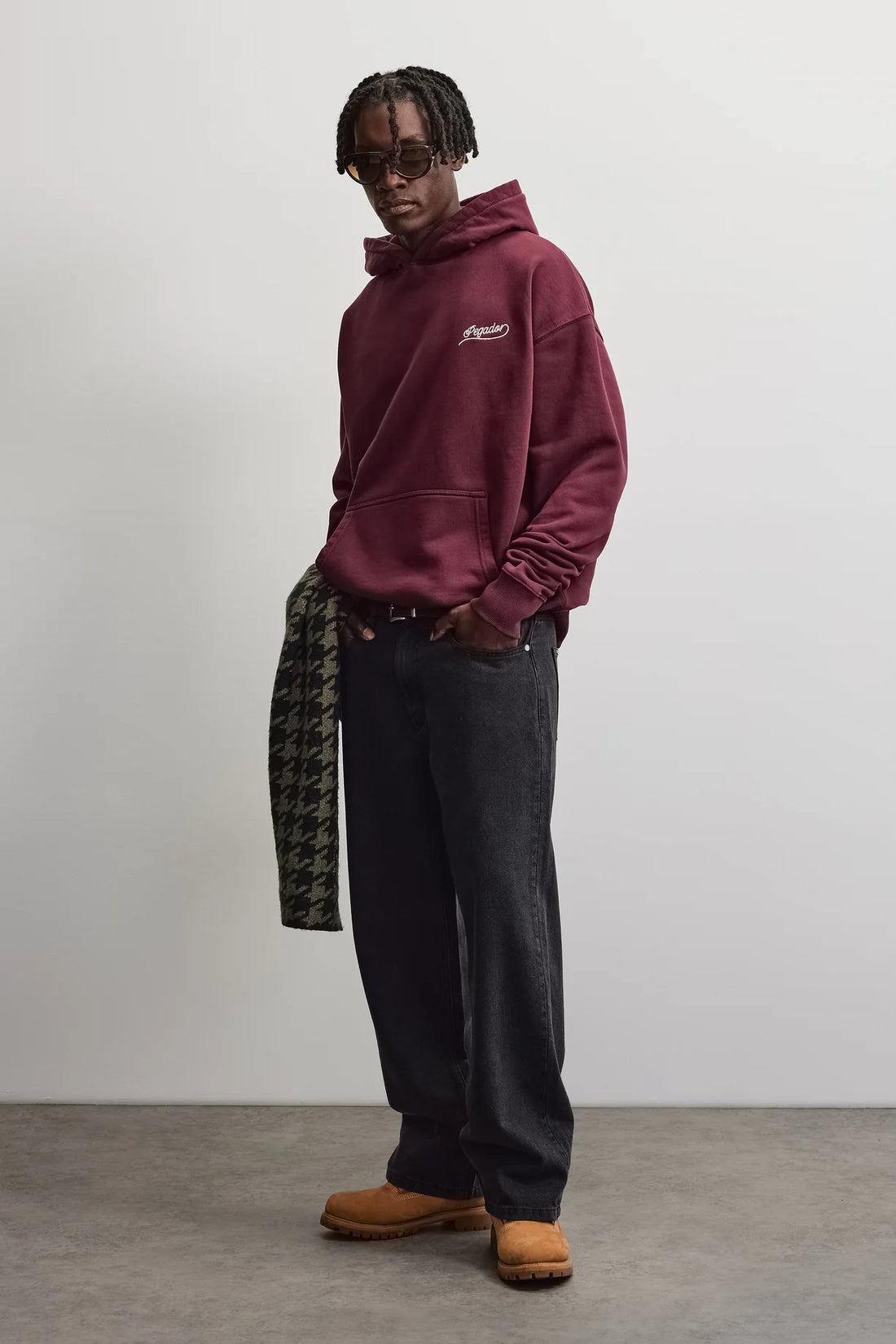Pegador Slow Coffee Oversized Maroon Hoodie