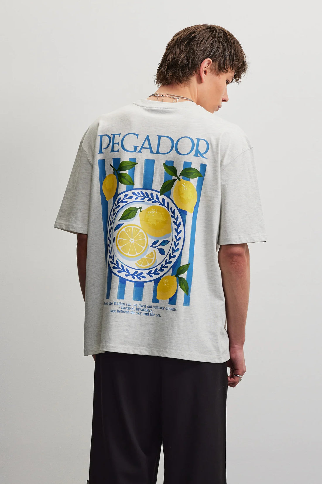 Pegador Graphic Oversized Tee – Cloud Grey Melange