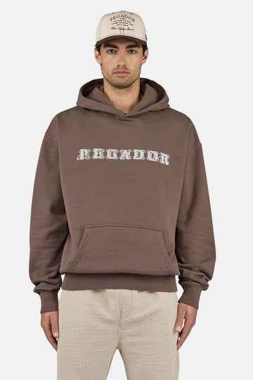 Pegador Logo Oversized Washed Hoodie Dark Brown